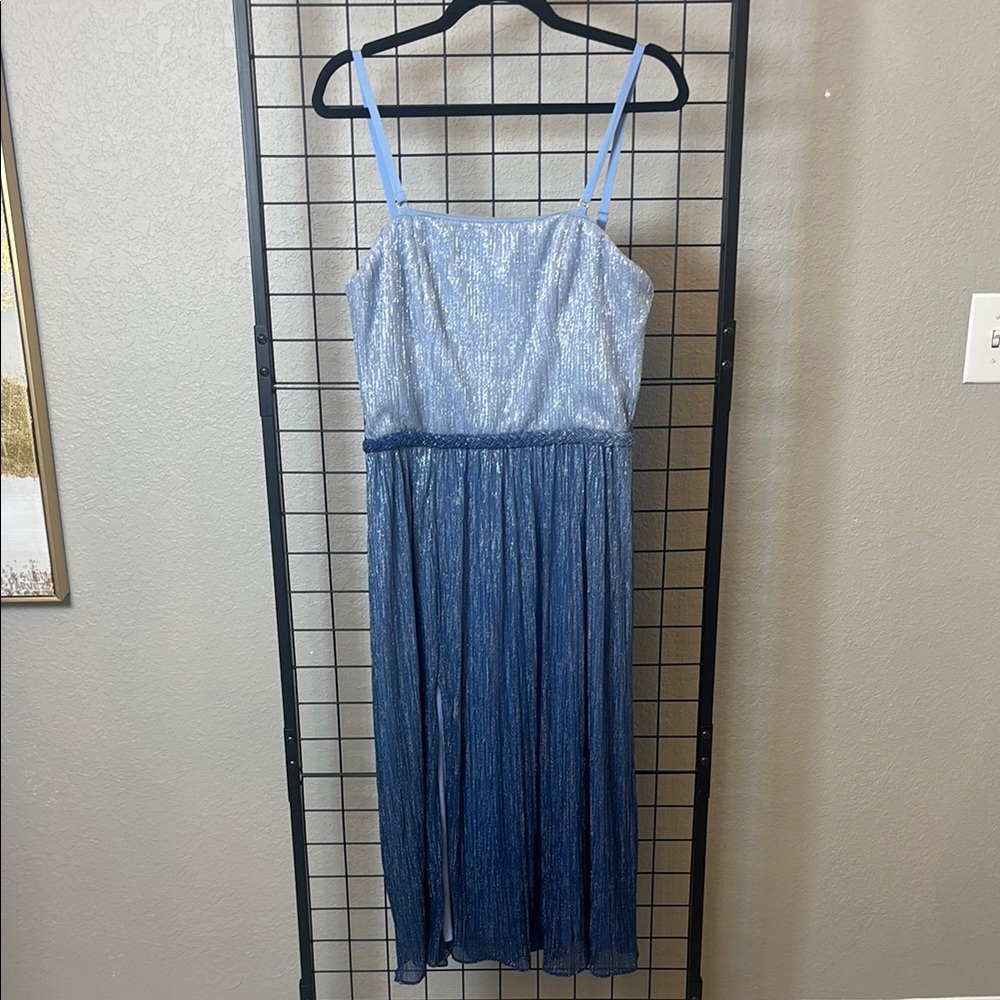 Dress the Population Light Blue Glitter Evening Dress